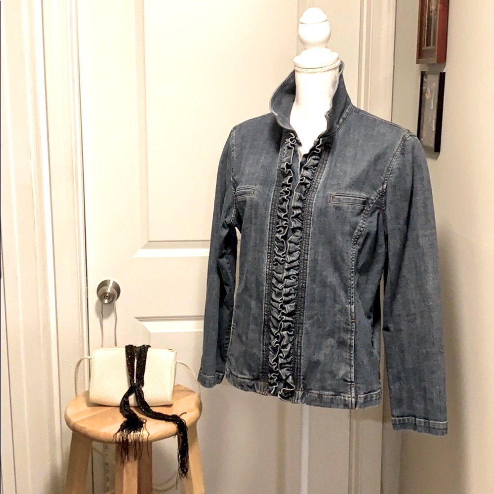 Chico’s button down Jean jacket SZ 2